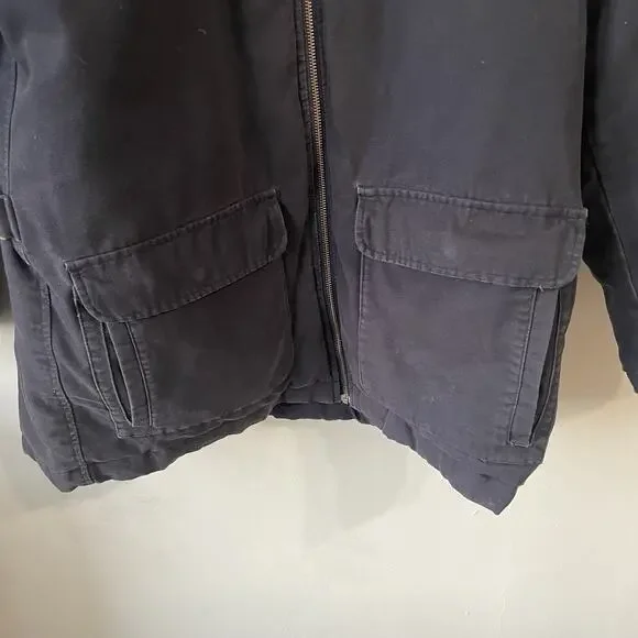 Vintage Eddie Bauer Jacket Mens XL Tall Navy Goose Down Chore Barn Coat Quilted - Picture 4 of 15